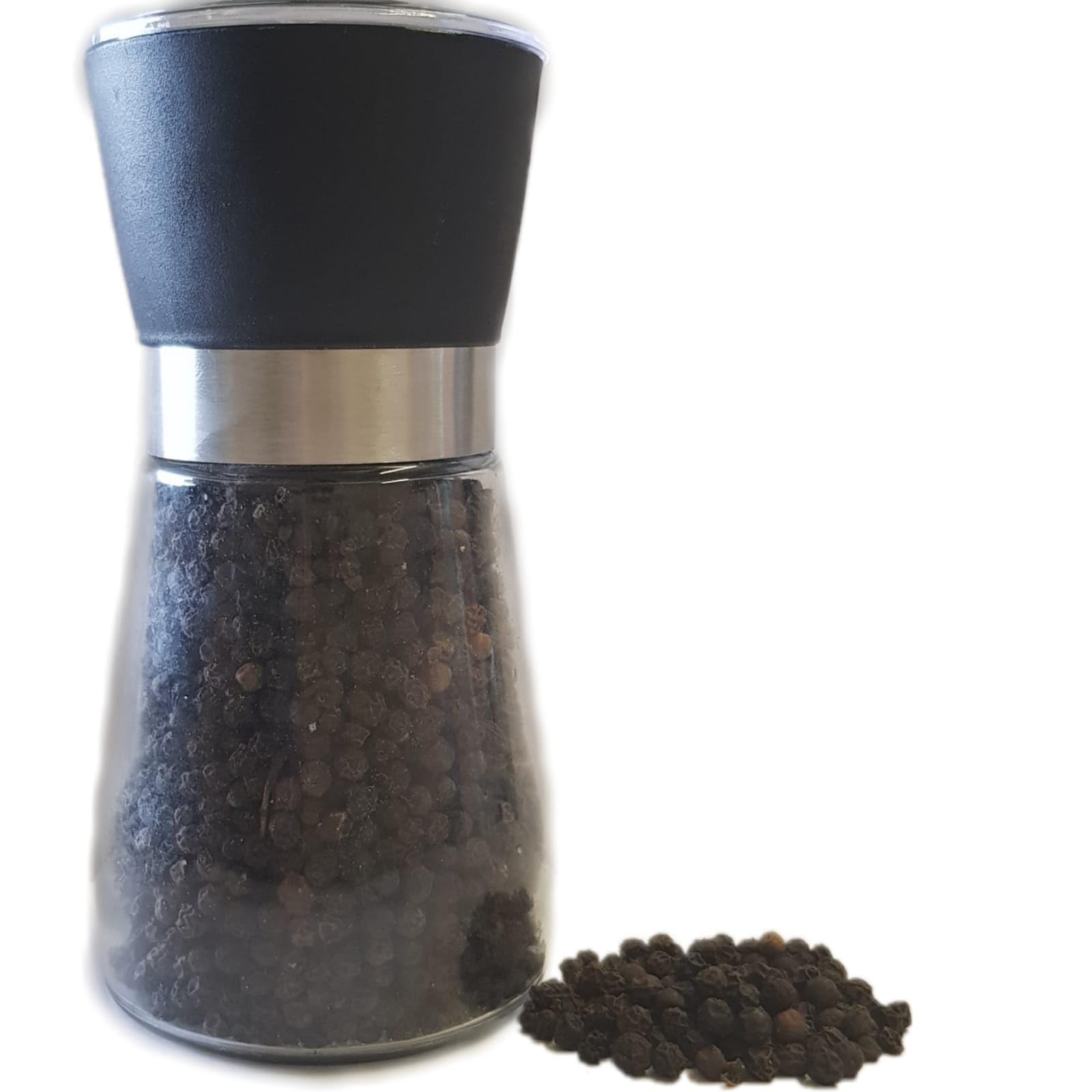 Black Pepper Grinder | 280 Gram | Whole Black Pepper | Glass Grinder | Kali Mirch