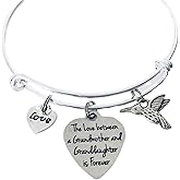 The Love between a Granddaughter and Grandmother is Forever Expandable Charm Bracelet Adjustable Bangle Gift for Granddaughter Gift For Grandma