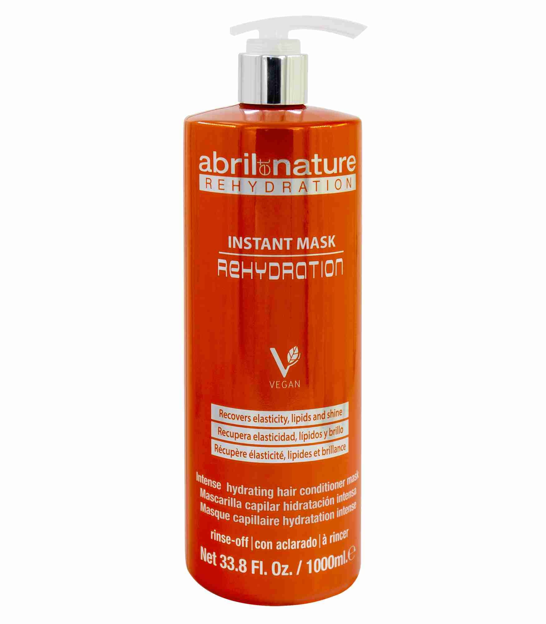 abril et nature - Rehydration Hair Mask - Maximum Hydration for Dry Hair - Returns Flexibility and Healthy Appearance - Professional Hairdressing Treatment - 1000 ml