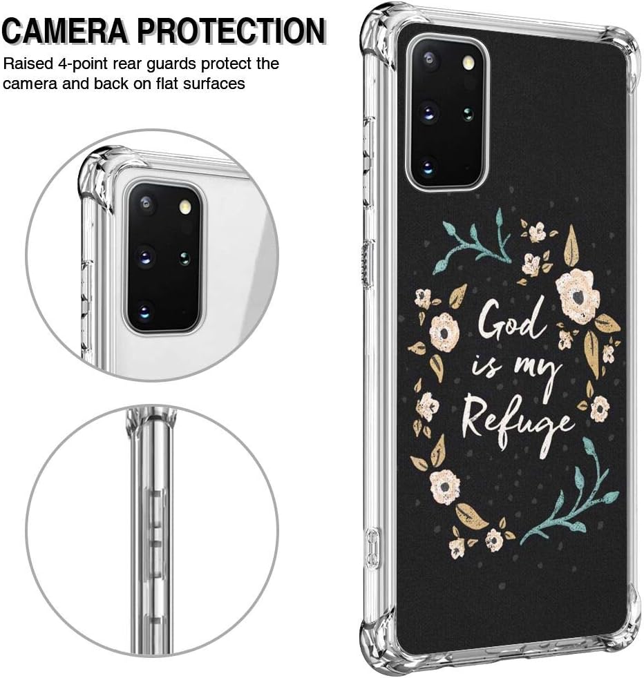 Samsung S20+ 5G S20 Plus 6.7 Inch Clear Phone Case God is My Relage Airbag Protective Phone Cover Light Anti-Yellow Phone Shell for S20+ 5G