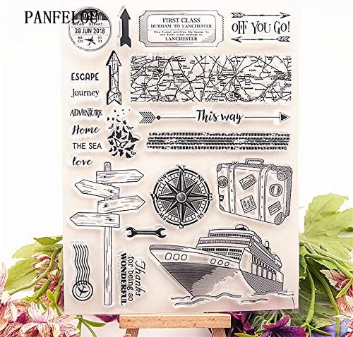 Serius PANFELOU Travel Element Transparent Silicone Rubber Clear Stamps Cartoon for Scrapbooking/DIY Christmas Wedding Album