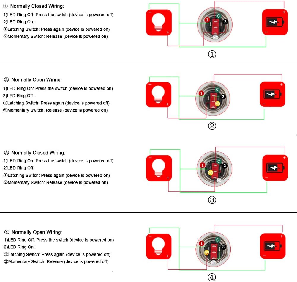 Senzeal Momentary Push Button Switch U22c1 1no1nc Spdt On Off Stainless Steel With 12v 3a Orange Led Suitable For 22mm 0 87 Mounting Hole