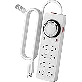 BN-LINK 8 Outlet Surge Protector with Mechanical Timer, 4FT Cord, 1875W/10A | 4 Timed &amp; 4 Always-On Outlets, Daily Repeat, Indoor Light Timer for Aquarium, Grow Lights, Christmas Decoration, ETL Listed