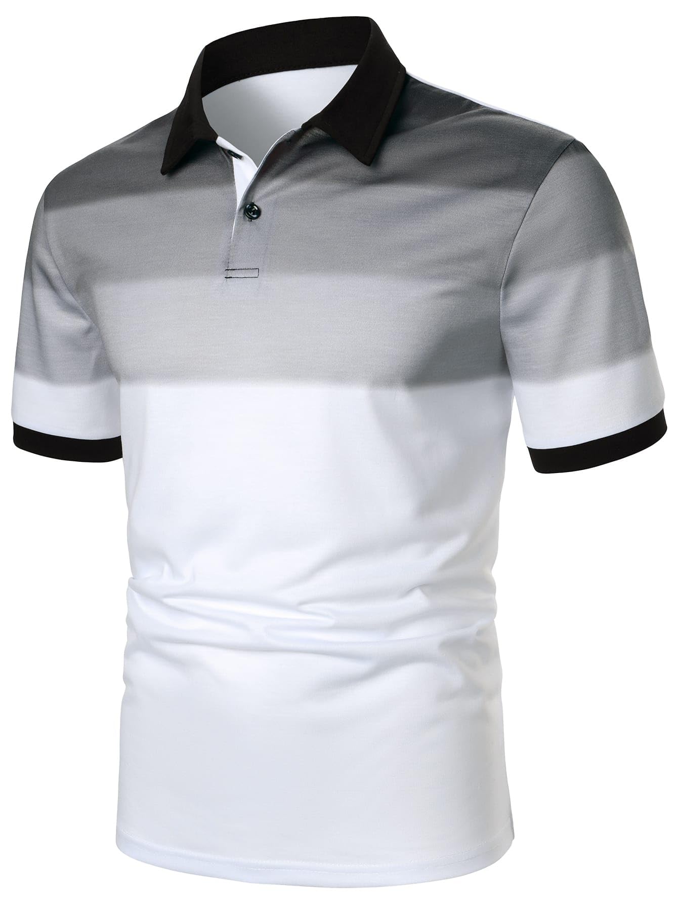 Photo 1 of SOLY HUX Men's Golf Shirts Color Tennis Shirt Short Sleeve Casual Work T-Shirt Black White Colorblock M