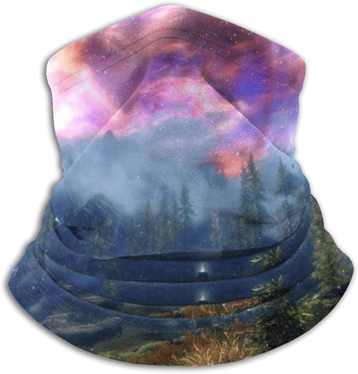 Mxung Aurora Mountain Neck Gaiter Warmer Men Women Warm Free UV Face Mask for Cold Weather