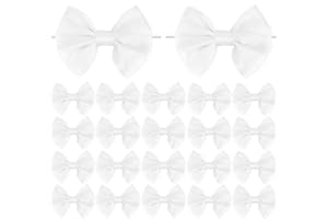 ADODOTOE White Bows Twist Tie Bows, 20 Pcs Satin Twist Tie Bows for Treat Bag Satin Ribbon Tie Bows Premade Bows for Cake Pops Wedding Bridal Shower Baby Shower