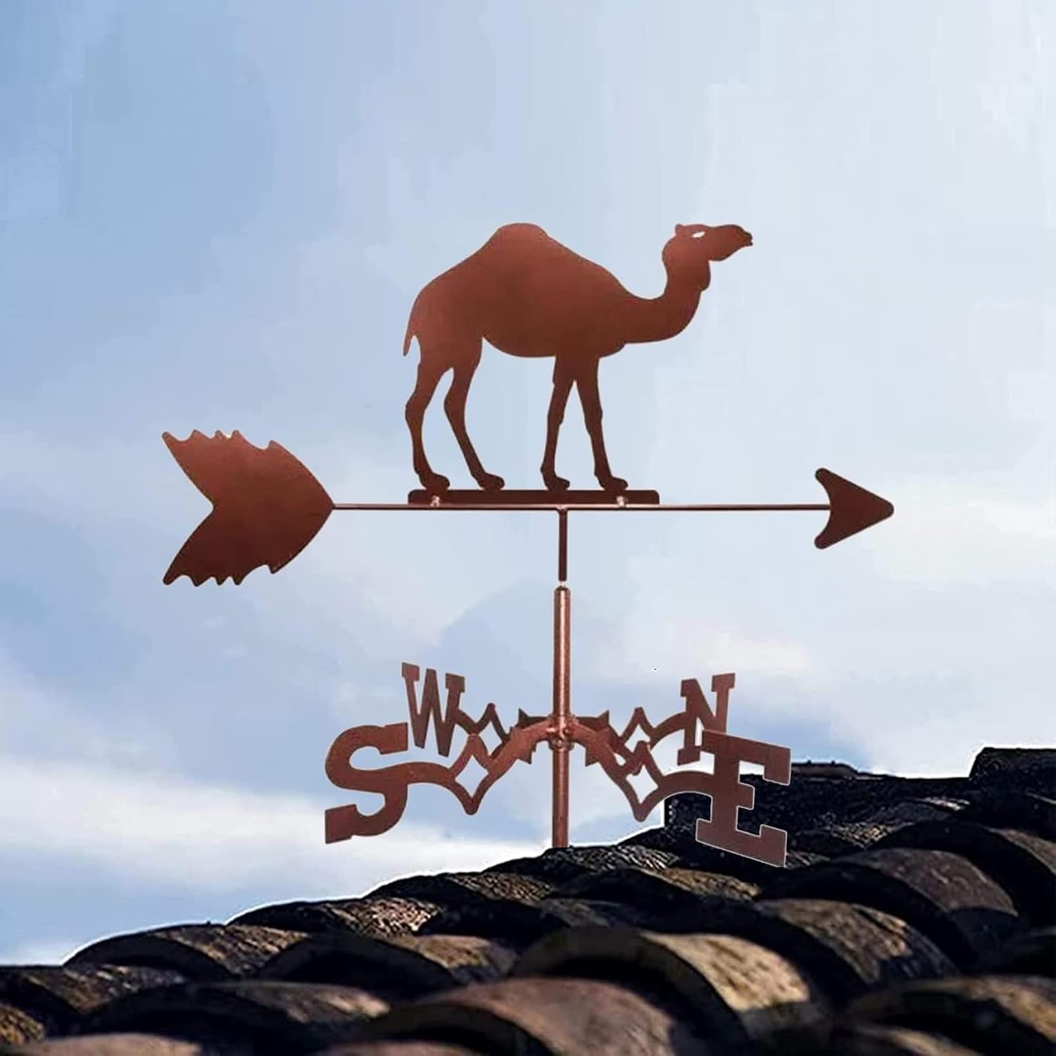 Weathervanes - Cute Weathervane Wind Vane Steel Weathervane Roof Vane Measuring Tools Weather Vane Metal Animal Ornament Wind Vane. (Color : Camel)