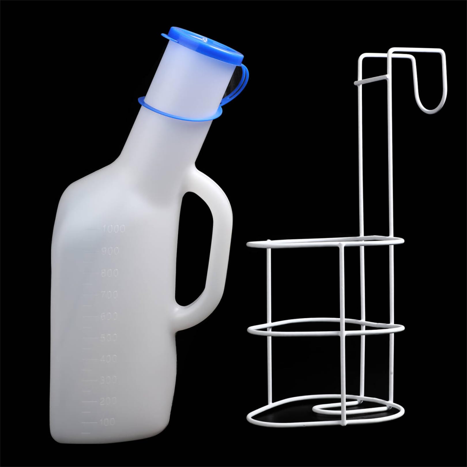 Male Urinal Bottle 1000ml Urine Bottle for Men Portable Travel Toilet Urine Collector Pee Bottles with Lid and Holder for Camping Hospital and Elderly