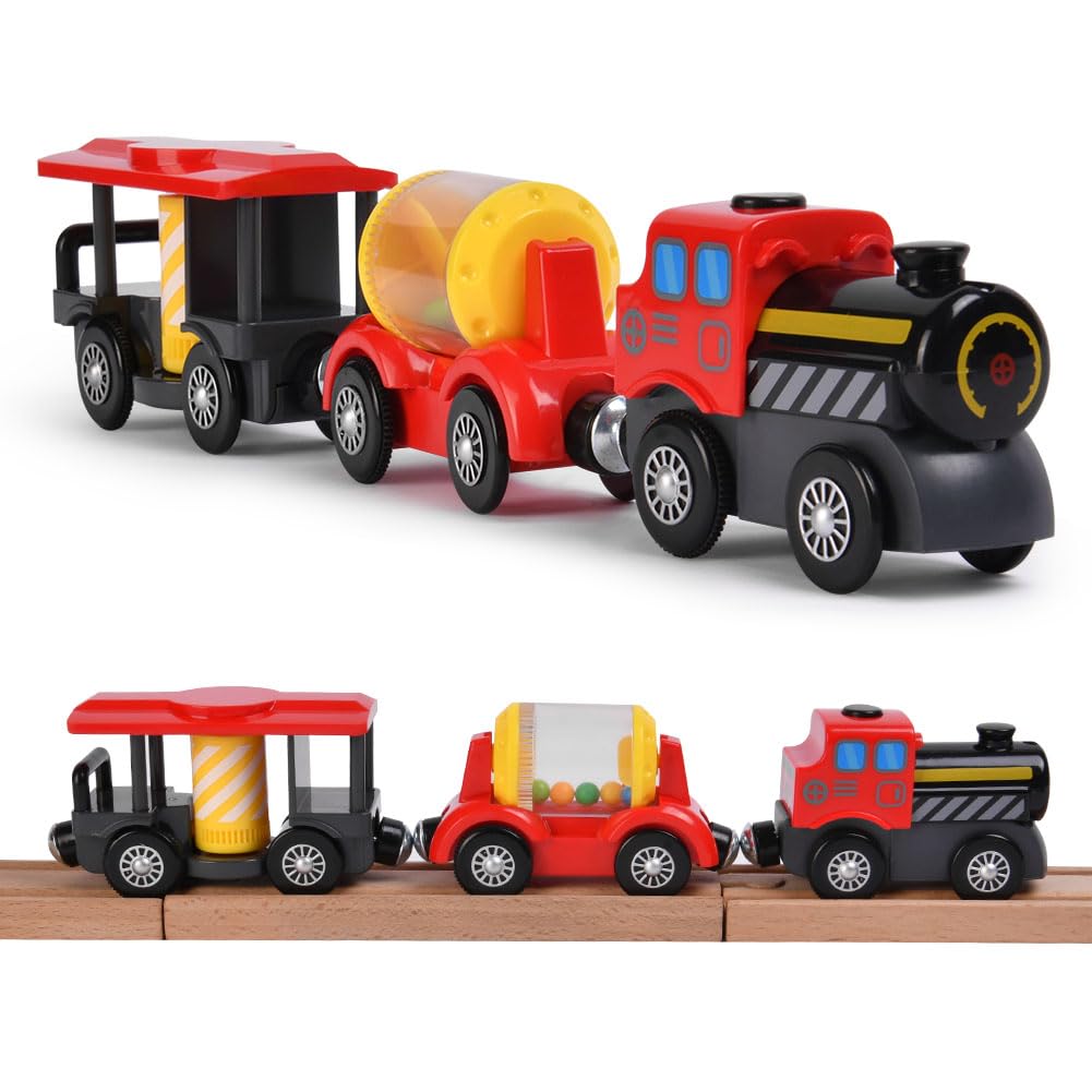 HOTUT Battery Operated Locomotive Train for Toddlers, Motorized Train with Magnetic Connection for Kids 3+ Years Old — image 1