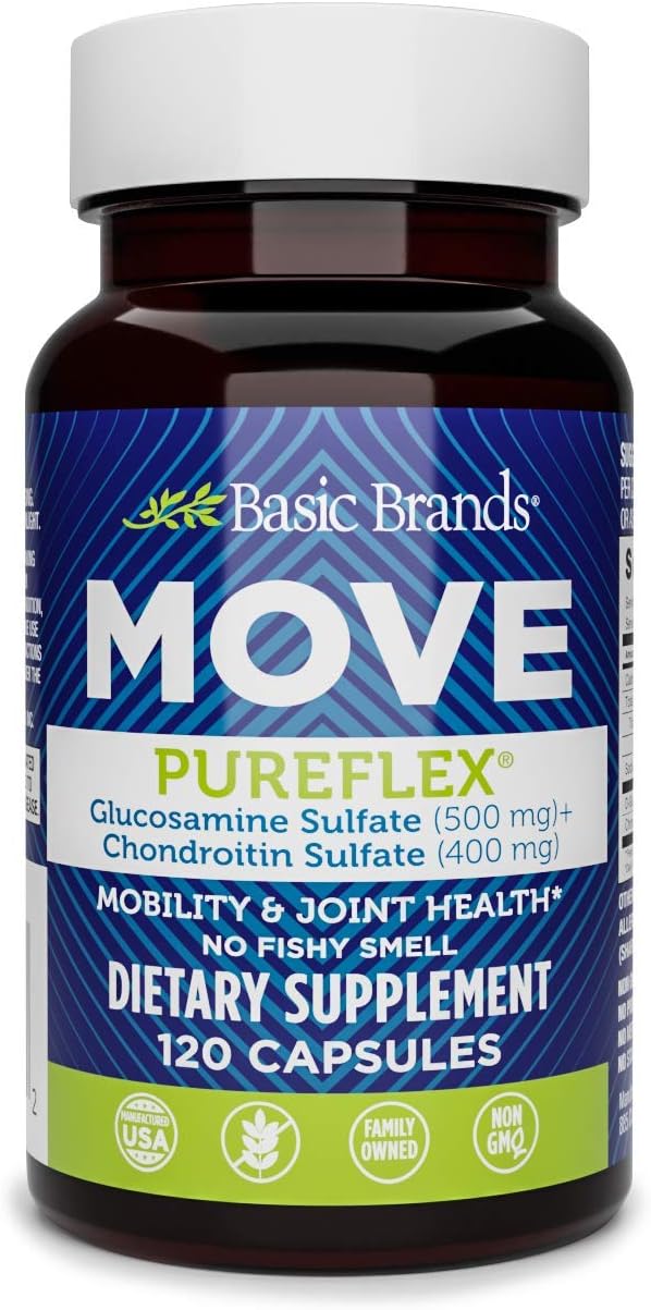 Basic Brands Move Pureflex Glucosamine Sulfate + Chondroitin Sulfate, 120 Count