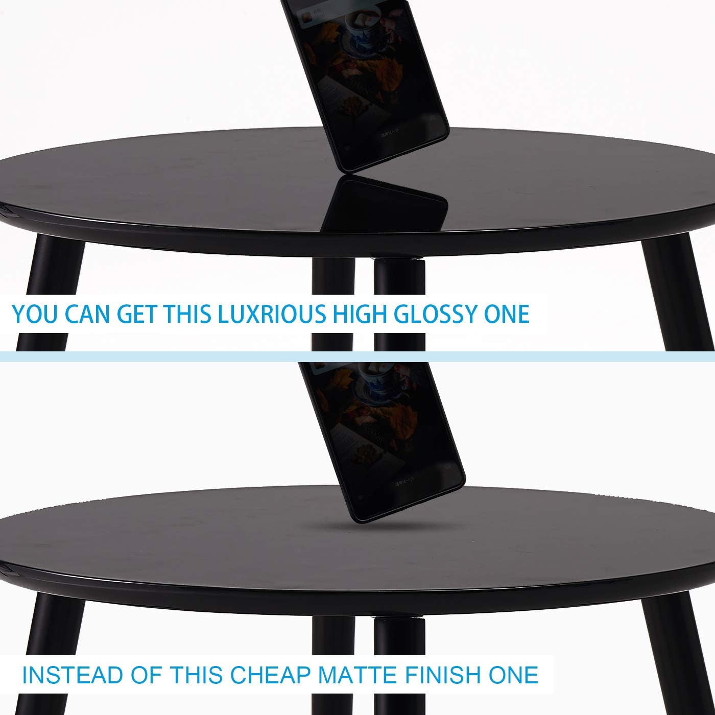 TaoHFE Coffee Table, Round Coffee Table Black for Living Room: Kitchen & Dining