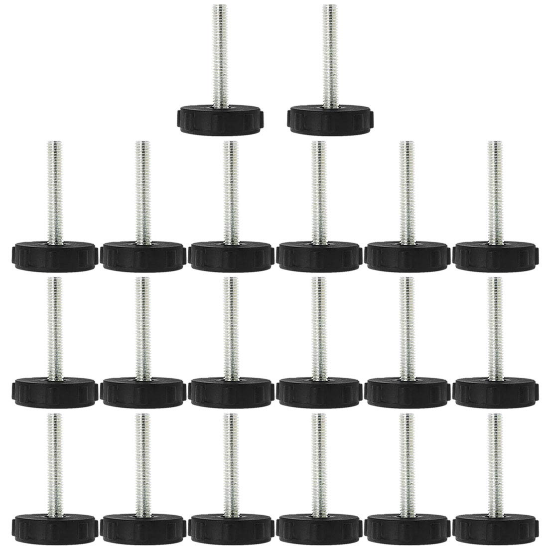 Sourcingmap M8 x 50 x 40mm Furniture Glide Leveling Feet Adjustable Leveler Floor Protector for Furniture Table Leg 20 Pack