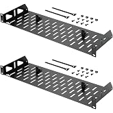 Tecmojo 1U Rack Shelf,19 inch Rack Shelf 6 inch Depth,Rack Mount Shelf with Anti-Slip Stops,Server Rack Shelf and Network Shelf for 19 in Equipments, 55lbs Capacity of Vented 1U Shelf,No Lip(2 Pack)