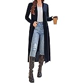 Newchoice Women's Long Cardigans with Pockets Knit Open Front Floor Length Cardigan Sweaters Lightweight Long Sleeve Dusters