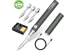 Dmyond Cordless Soldering Iron Kit, USB Rechargeable Portable Cordless Soldering Iron, 3 Temperature Adjustment Soldering Iron Tool Kit for Home Appliance Repair, DIY - Grey