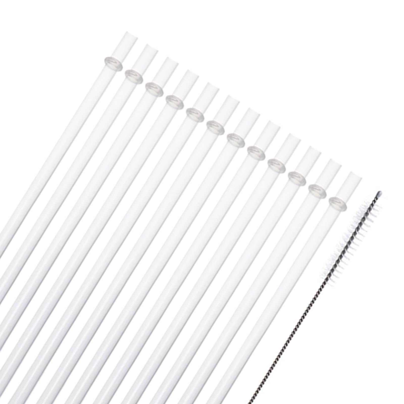 Clear Reusable Thick Tritan Plastic Straws - Extra Long, Dishwasher Safe, Set of 12 Pcs with Cleaning Brush (11 Inch)