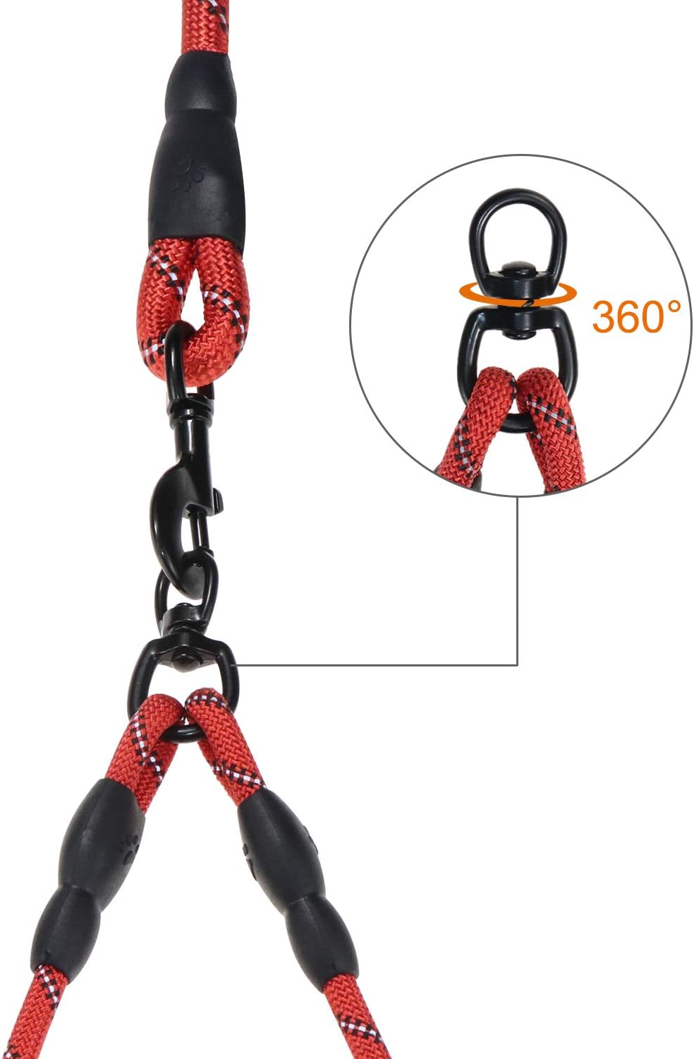 Taglory Dog Lead Splitter 2 Way, Double Lead for Walking 2 Dogs No Tangle, for Puppy Small Medium Dogs 30 inches Red - Image 5
