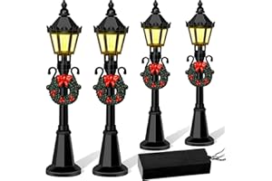 Christmas Mini Street Light,4 Pcs Miniature Street Lights Decorative Dollhouse Streetlight Models Christmas Small Street Lamp