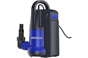 SHANGDA Sump Pump Automatic Submersible Water Pump 1HP 3700GPH Built-in Float Switch Portable Utility Pumps with Adapters for Pool Hot Tub Rain Barrel Flooded House Basement
