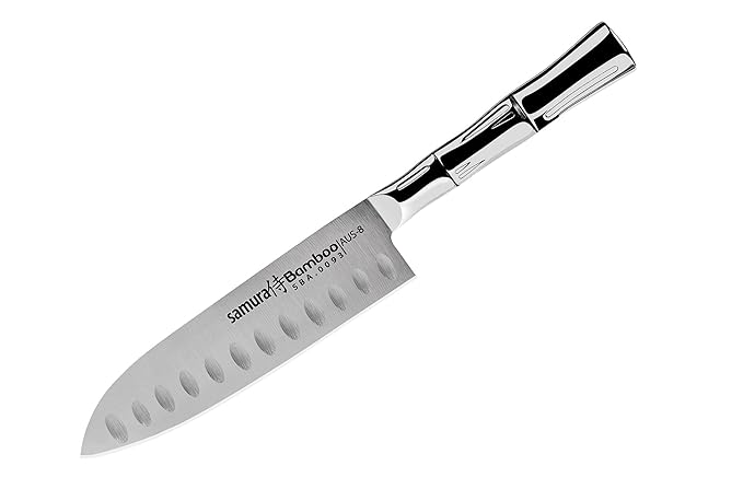 Samura Profi kleines Santokumesser ultra-scharf, aus japanisch AUS 8 Edelstahl, 14 cm Klinge, Stahl Handgriff, ergnomisch, ro