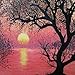 King Silk Art 100% Handmade Embroidery Multiple Framed Tree Near Water Under Pink Sunset Oriental Wall Hanging Art Asian Decoration Tapestry Artwork Picture Gifts 37066WFB3