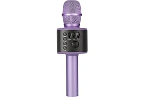 Core Innovations Wireless Bluetooth Karaoke Microphone with Built-in Speakers + HD Recording, Portable Handheld Mic | Lilac