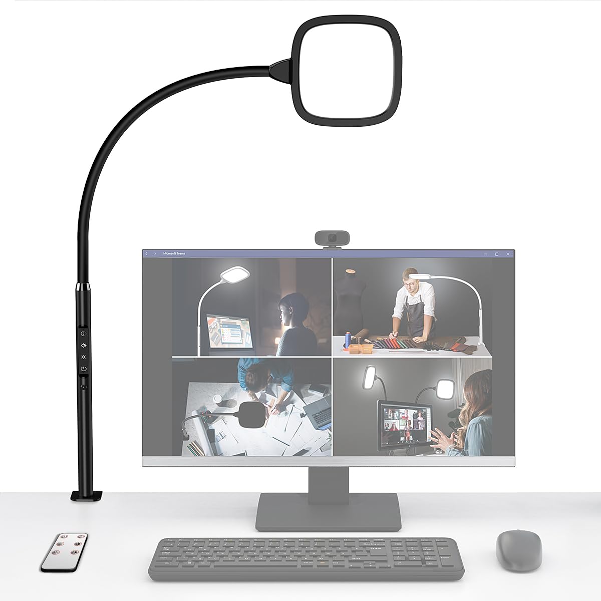 Hapfish LED Desk Lamp for Office, 20W Clamp Table Light for PC Monitor, Dimmable, Top Bright, 360° Rotatable, Large Lighting Area, Clip Architect Desk Lamps for Study, Computer, Work, Reading –Black