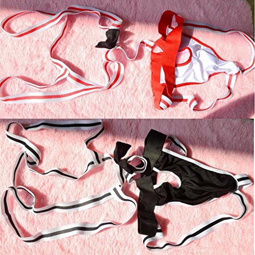 image for Qisc Men's Bodysuit Thong, Collared Bow Tie Straps Lingerie Jockstrap 