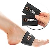 Copper Compression Padded Arch Support Sleeves. Targeted Compression for Plantar Fasciitis Symptoms, Pain, Flat Feet & High Arches. Breathable Support for Men & Women - Black