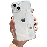 siduater Strap Case for 6.7" iPhone 14 Plus with Wrist Strap Kickstand, Shockproof Translucent PC Back Cover + Soft TPU Bumper with Adjustable Hand Grip Loop for iPhone 14 Plus 6.7 Inch, HD Clear