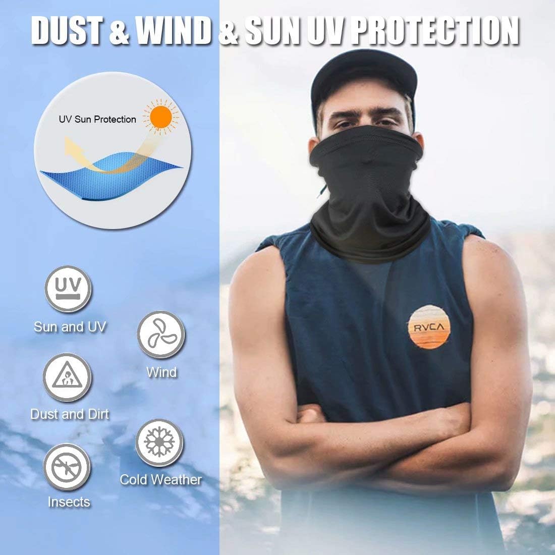 [6 Pack] Unisex Sun UV Protection Face Bandana, Reusable Washable Fabric Cloth Half Mask Scarf for Cycling Motorcycle Hiking, Breathable Neck Gaiter Balaclava Headwear for Men Women-4 at  Men’s Clothing store