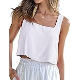 IDEALSANXUN Linen Crop Tank Tops for Women Summer Sleeveless Casual Cute Square Neck Tank Tops