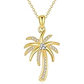 YAFEINI Palm Tree Necklace S925 Sterling Silver Palm Tree Jewelry Gifts for Women Mom Wife