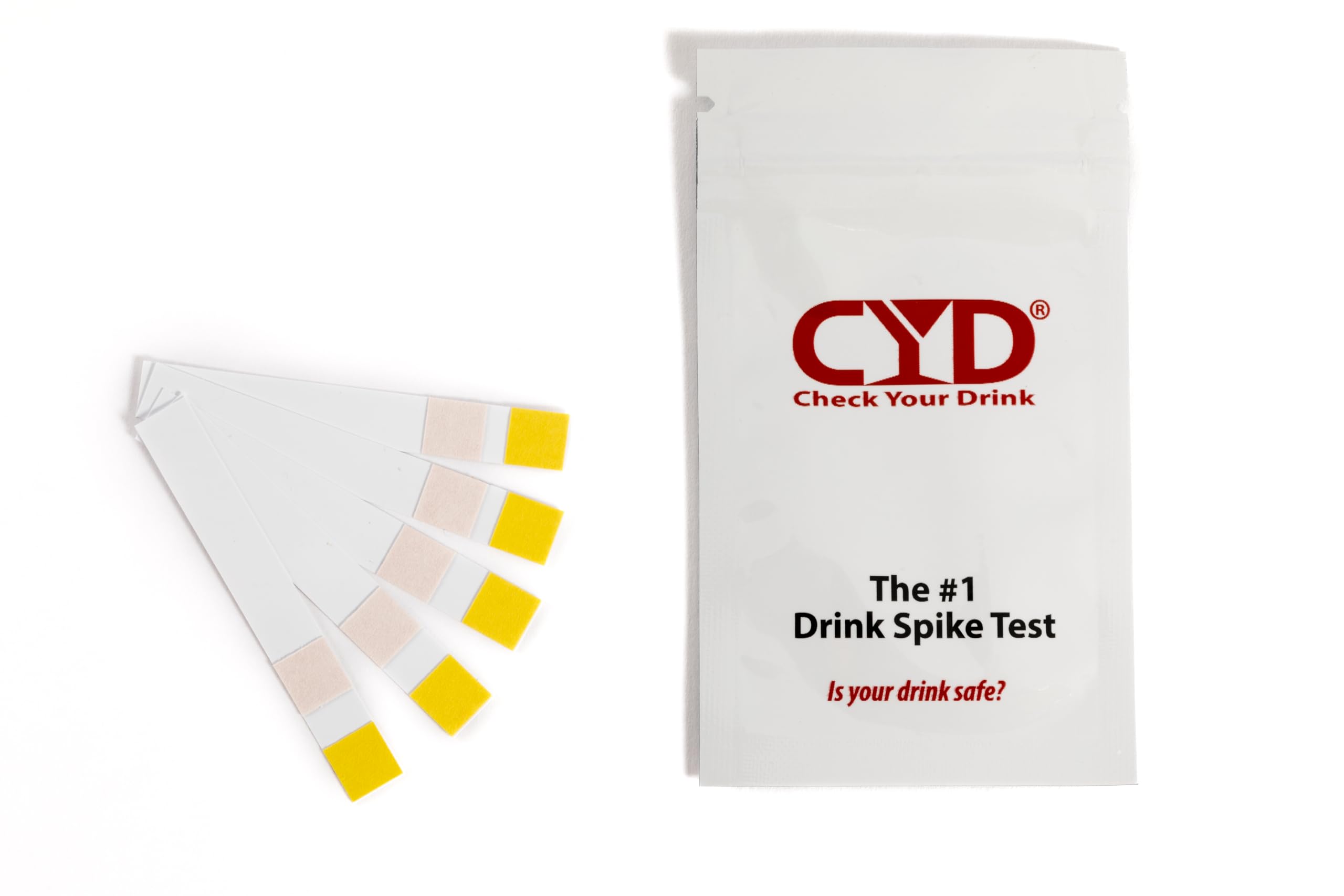 CYD, Drink Spike Test, On-The-Go Discreet Testing Kits, Instant Results for Ketamine & GHB, Pack of 5 Test Strips