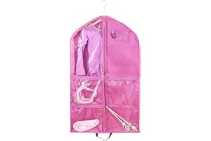 QCHENGSAN Waterproof Hanging Garment Bag,40 inch Garment Bags for Hanging Clothes,Garment Bags for Travel Storage,Dance Clothes Bag,Kids Garment Bag for Dance Costumes,Sports,Theatre,Beauty Pageants (Pink)