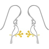 Boma Jewelry Sterling Silver Bird on a Branch 14 KT. Gold Vermeil Dangle Earrings