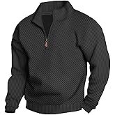 LINENNMAIN Mens Sweaters Pullover Sweater Casual Athletic Long Sleeve Quarter Zipper Stand Collar Sweatshirt