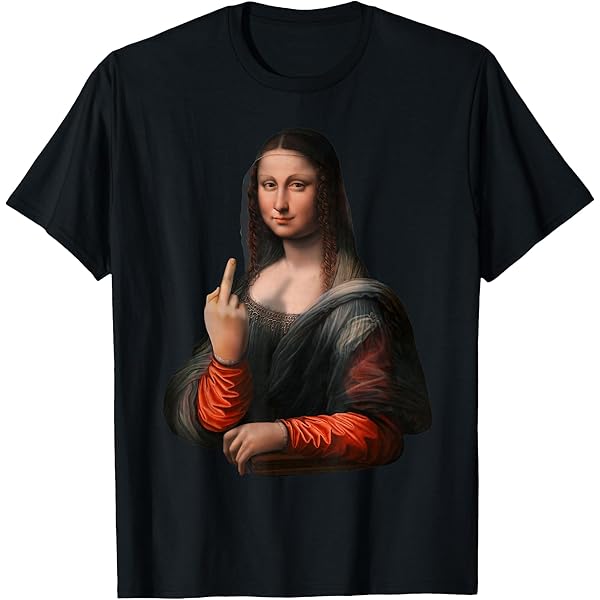 Amazon.com: Mona Lisa with middle finger lightweight graphic T