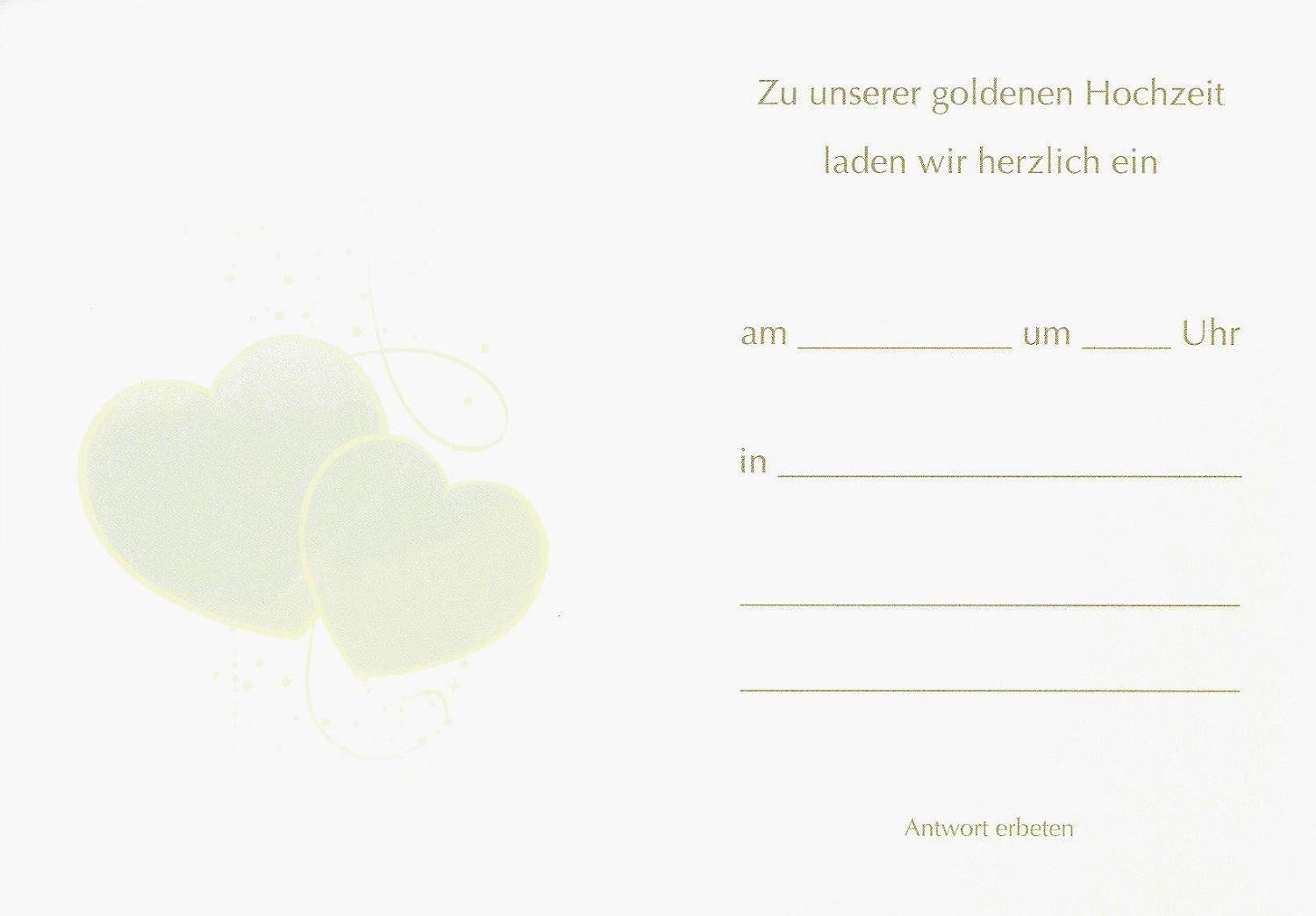 Einladungskarten Goldene Hochzeit Mit Innentext Motiv Herzen Gold 25 Klappkarten Din A6 Mit Weissen Umschlagen Im Set Einladung Goldhochzeit 50 Jahre Verheiratet K23 Papierprodukte Burobedarf Schreibwaren Livemillennium Com