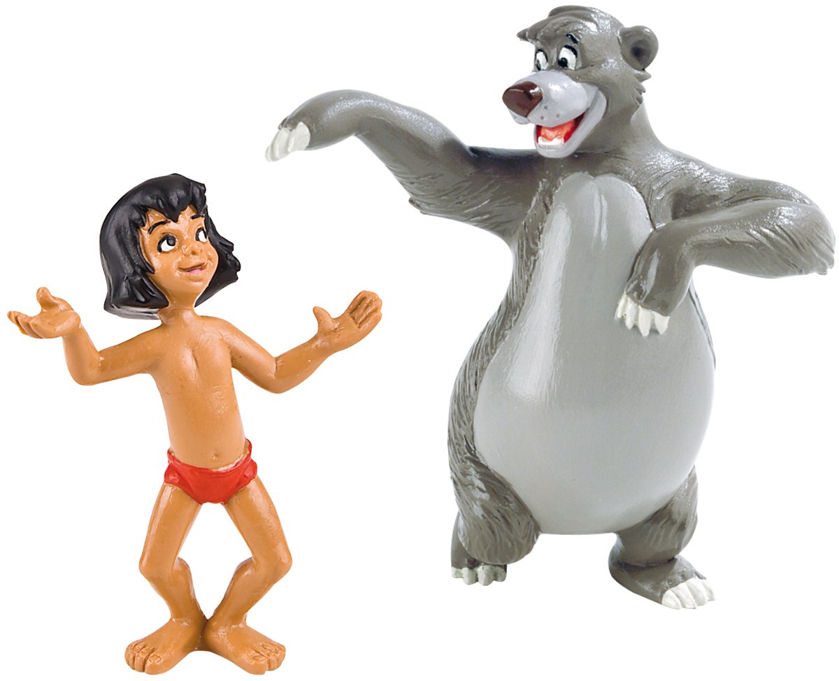 Bullyland - The Jungle Book - SET of 2 figures : 1 x Mowgly & 1 x Baloo (bear) - Baloo approx. 8 cm / Mowgli approx. 6,5 cm