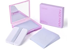 KYDA 200 Sheets Face Oil Blotting Paper, Included Refills, Mirror and Puff, Oil Absorbing Sheets for Makeup, Oil Control Shine, Absorb Excess Oil, Travel Size Gentle Face Makeup, Lavender