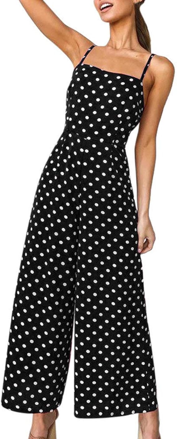 wide leg polka dot jumpsuit