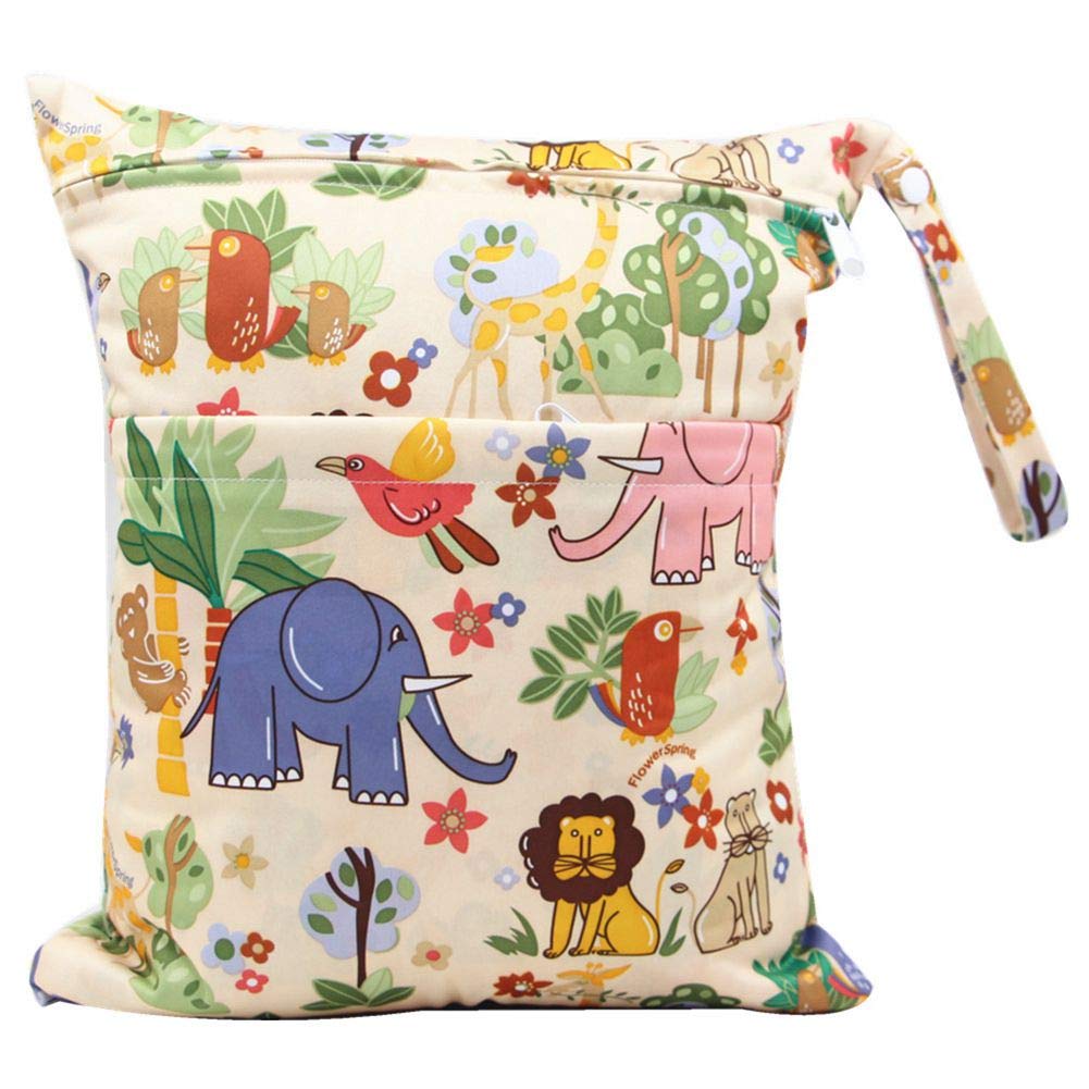 Waterproof Zipper Bag Washable Baby Cloth Nappy Changing Diaper Bag (Animal)