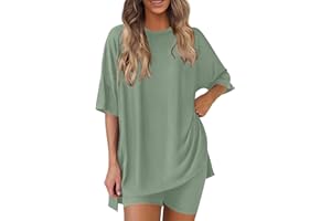 Summer Lounge 2 Piece Sets for Women Oversized Shirts Shorts Matching Airport Travel Outfit Clothes Casual Workout Set