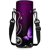 ToLuLu Water Bottle Carrier Bag Case, Insulated Neoprene Water Bottle Holder Pouch Cover 750ML 1000ML with Adjustable Shoulder Strap, for Stainless Steel/Glass/Plastic Bottles, Sport Energy Drinks