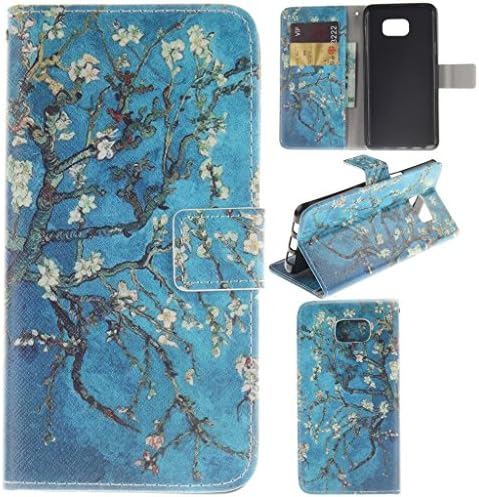 S6 Edge Plus Case,Samsung Galaxy S6 Edge Plus (2015) Case, LECIINFO PU Leather Wallet Case [Stand Feature] Type Magnet Design Flip Case Cover (Built-in Credit Card/ID Card Slot)- (Almond Tree)