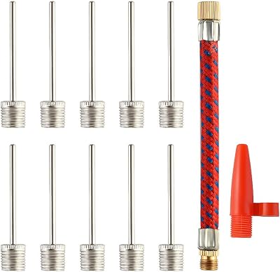 FEPITO 10 Pcs Ball Pump Needles with Flexible Hose & Nozzle Adapter Kit