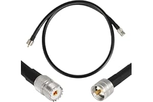 WIZACE 3 ft PL259 to SO239 S-MR400 Extension Cable (50 Ohm), UHF Male to Female Low-Loss Coax Jumper for CB/UHF/VHF/HAM/Shortwave/Amateur Radio Equipment and Antennas