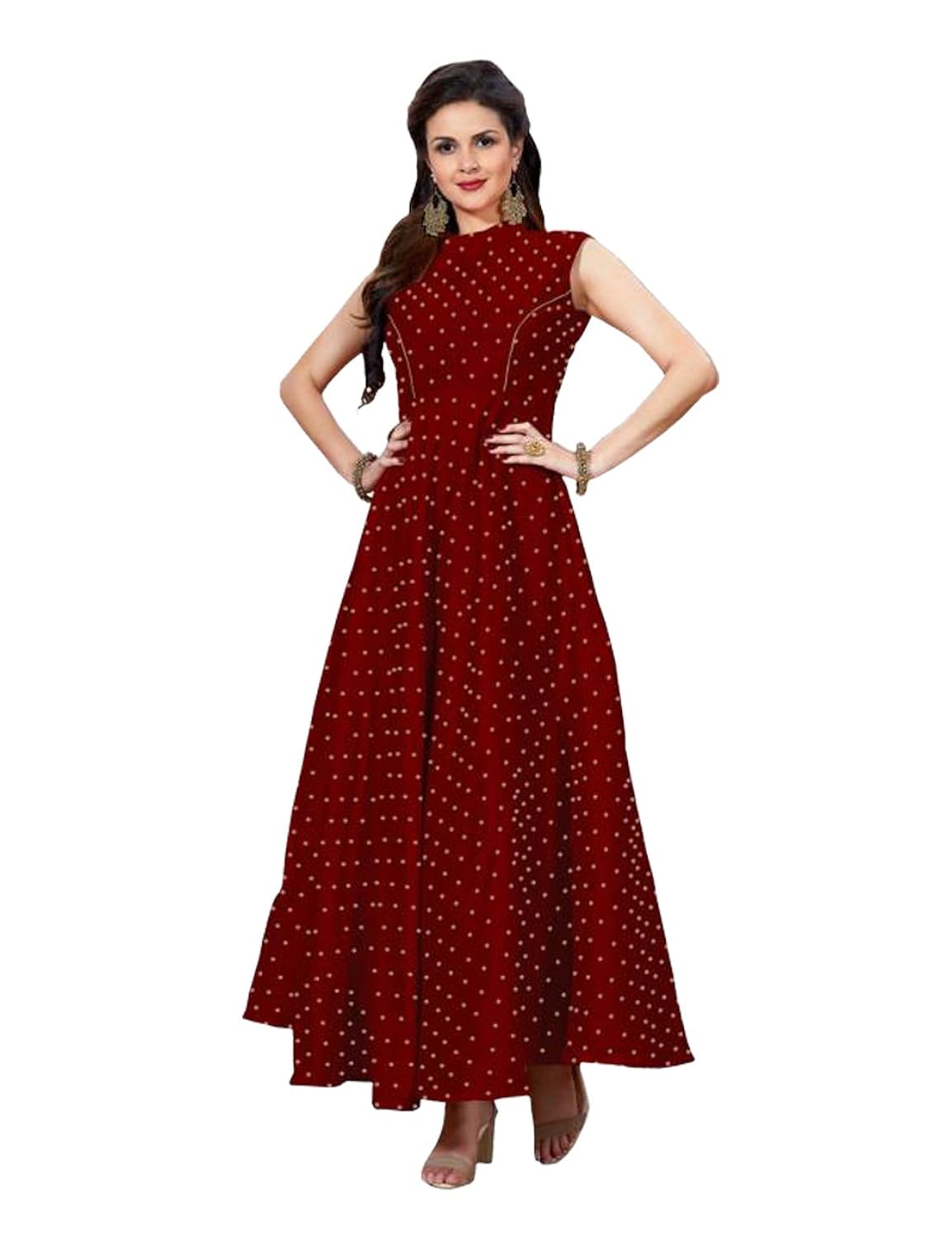 vrundavan fashion red embrodary gown taffeta silk