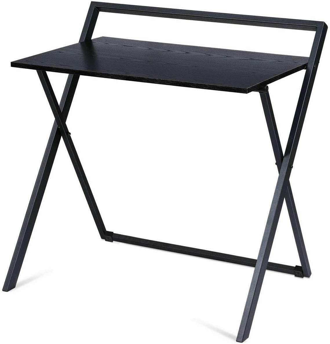 Rolling Computer Desk Wood Top Metal Frame Laptop Table Study Workstation Black Home & Garden